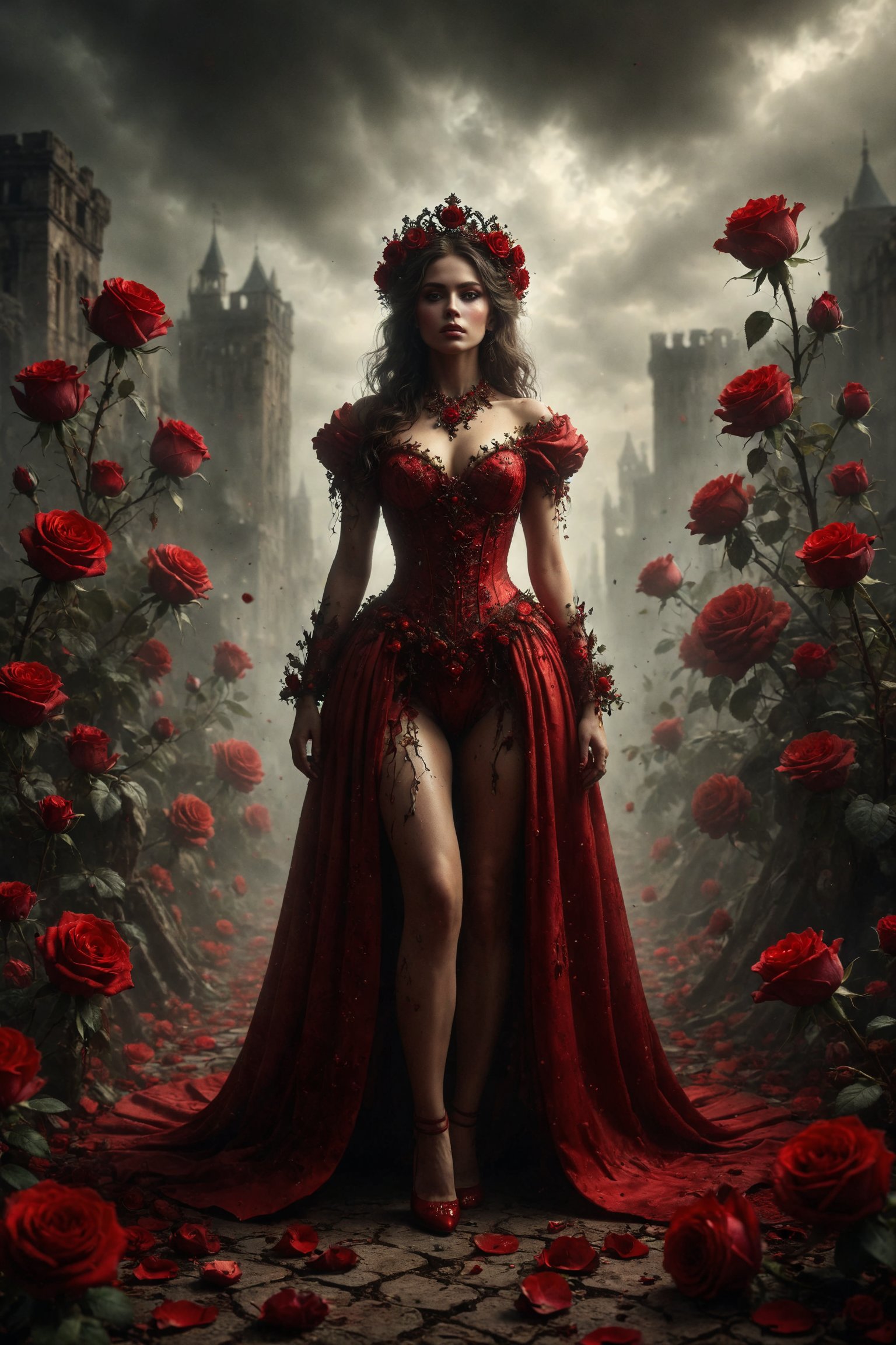 queen of roses red full body mistic composition