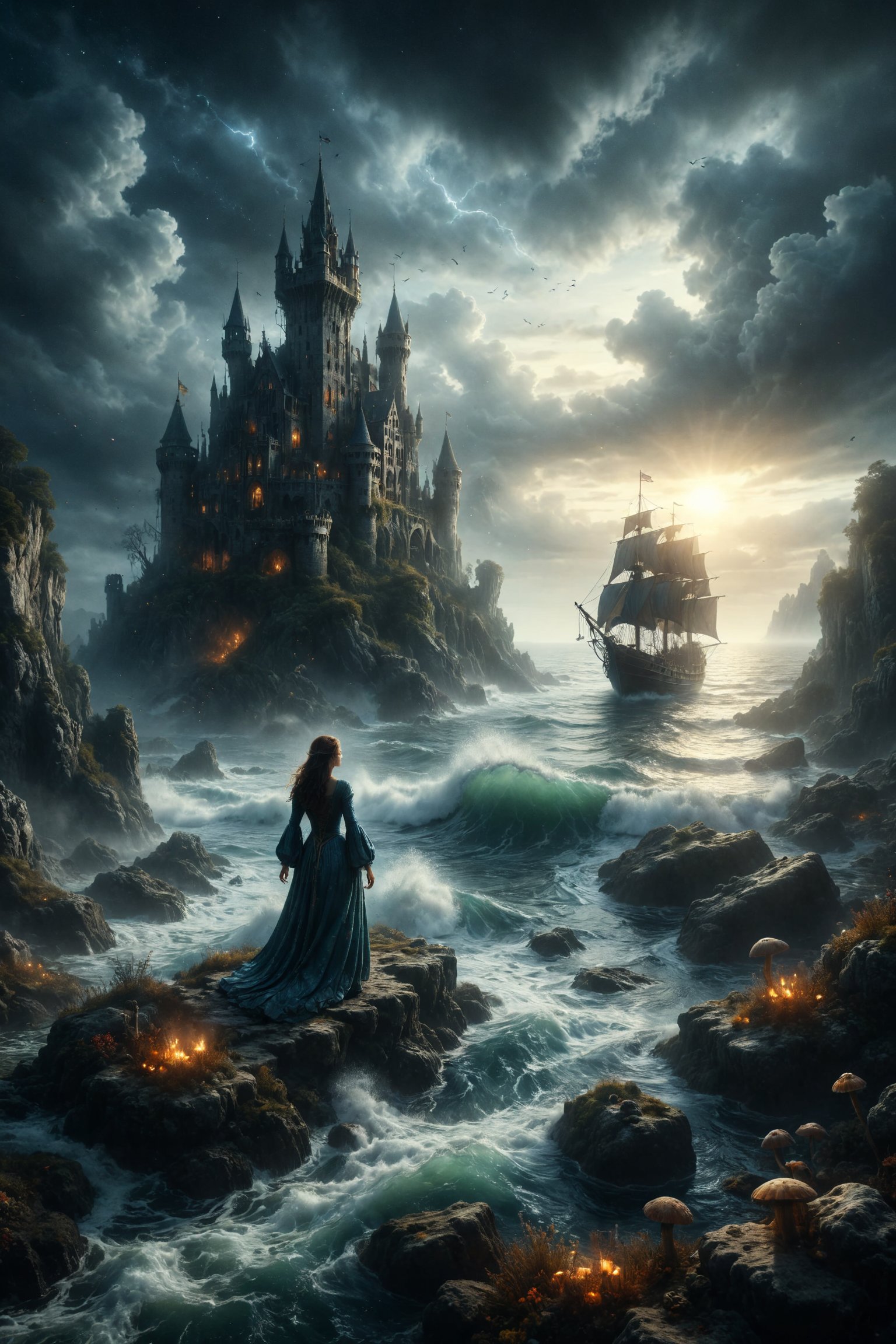 mitica y misteriosa esena de fantasia medival en el fondo del mar