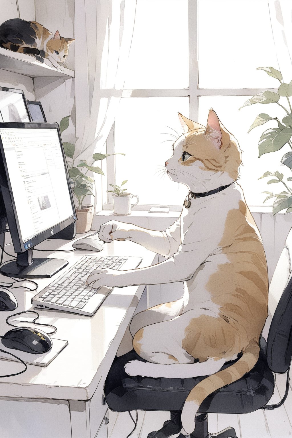 cat playing computer,
masterpiece, best quality, aesthetic,