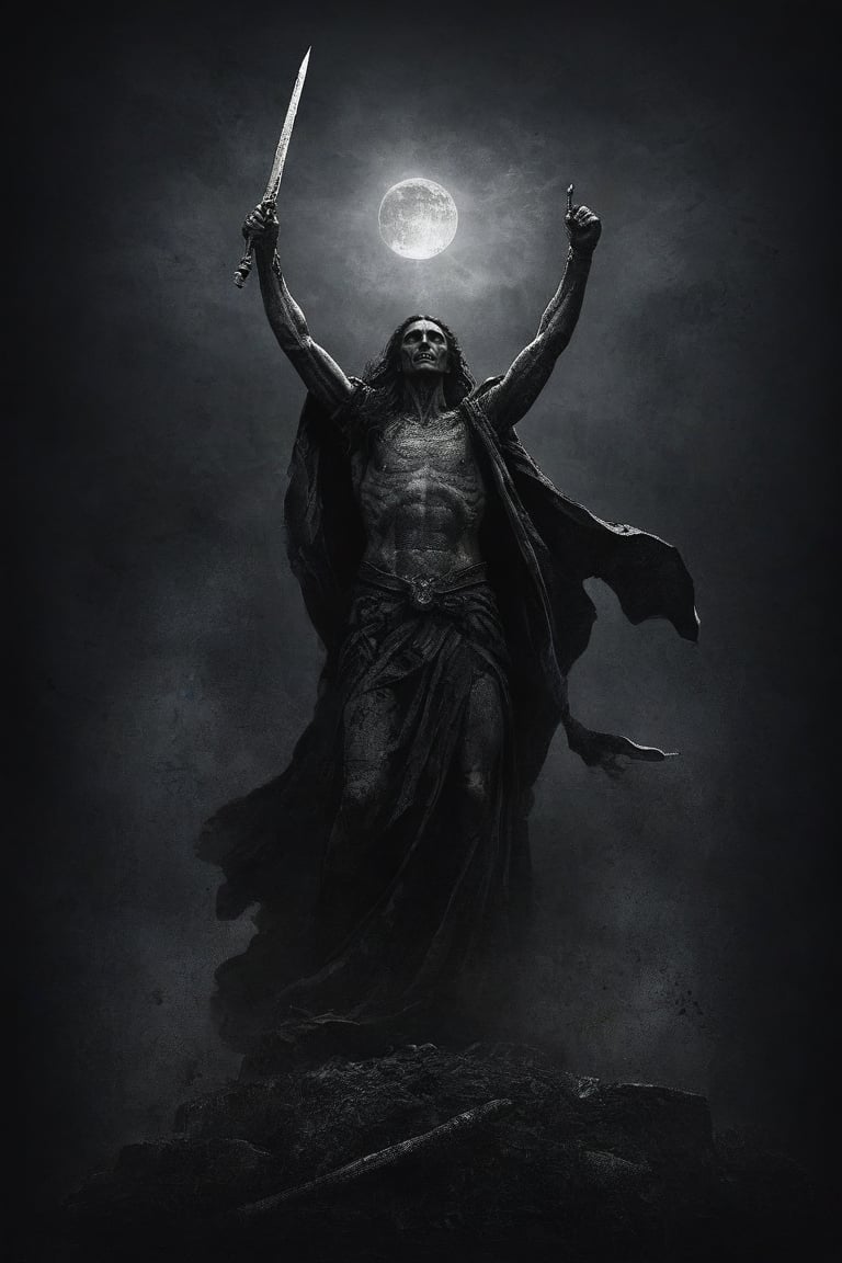 victory,
dark art style illustration, black theme