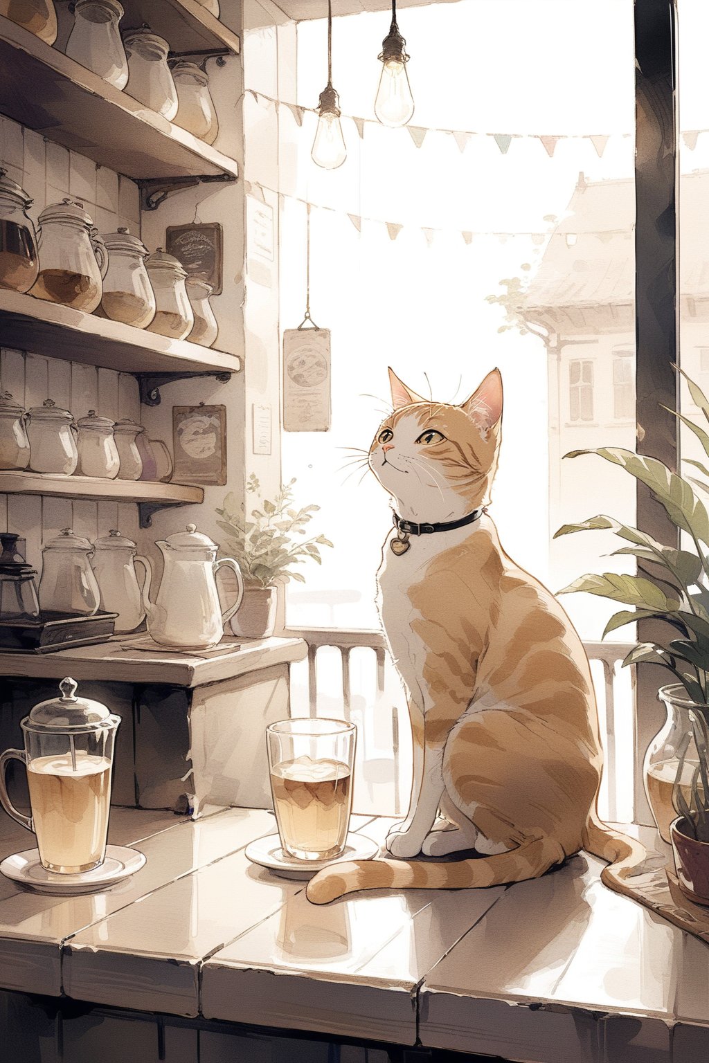 cat in cafe,
masterpiece, best quality, aesthetic,