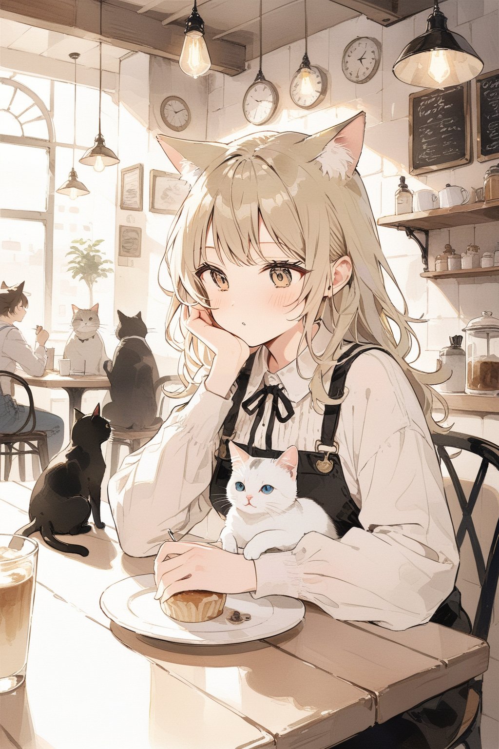 cat in cafe,
masterpiece, best quality, aesthetic,