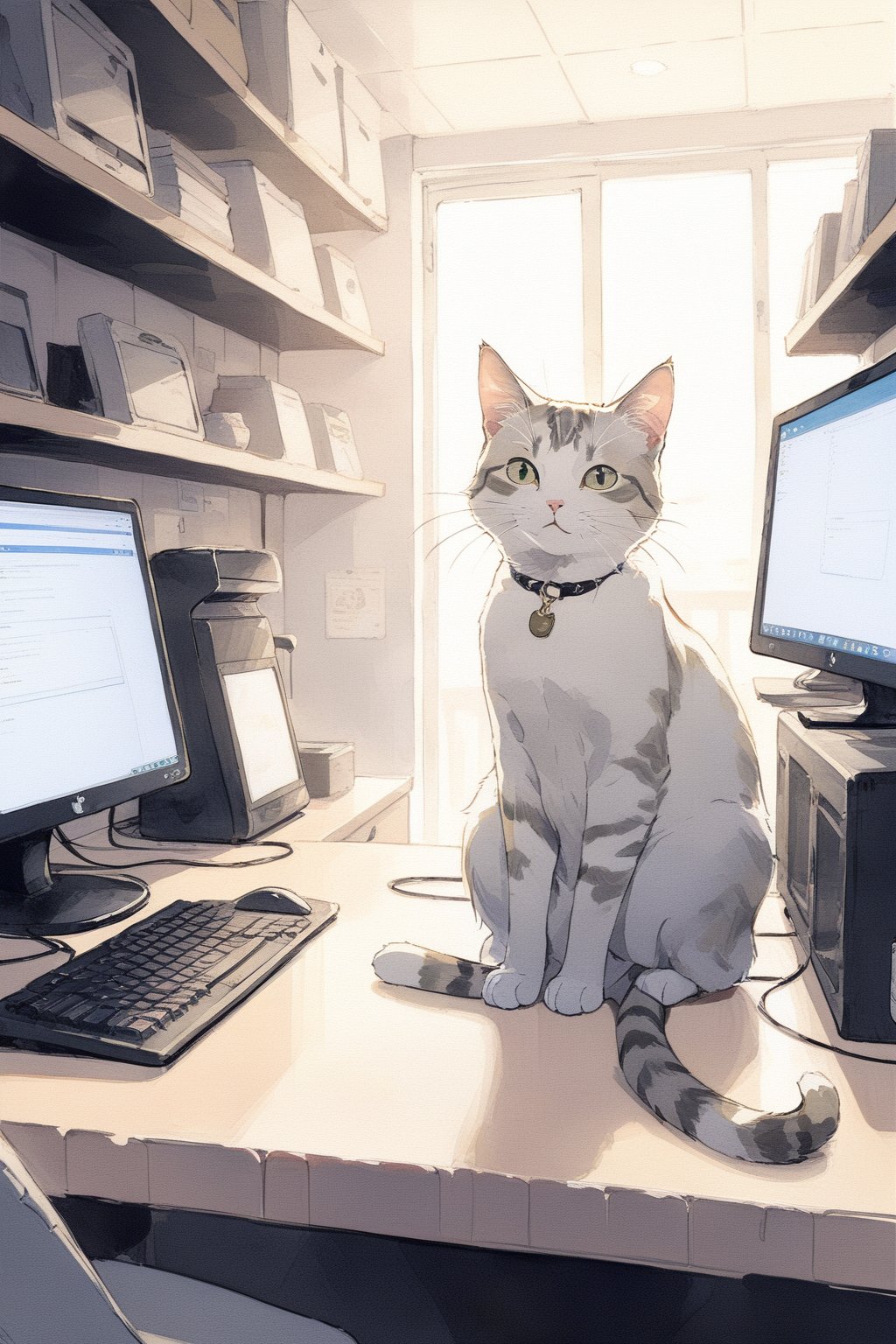 cat in internet cafe,
masterpiece, best quality, aesthetic,