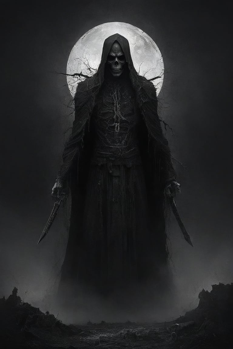 rage and echoes,
dark art style illustration, black theme