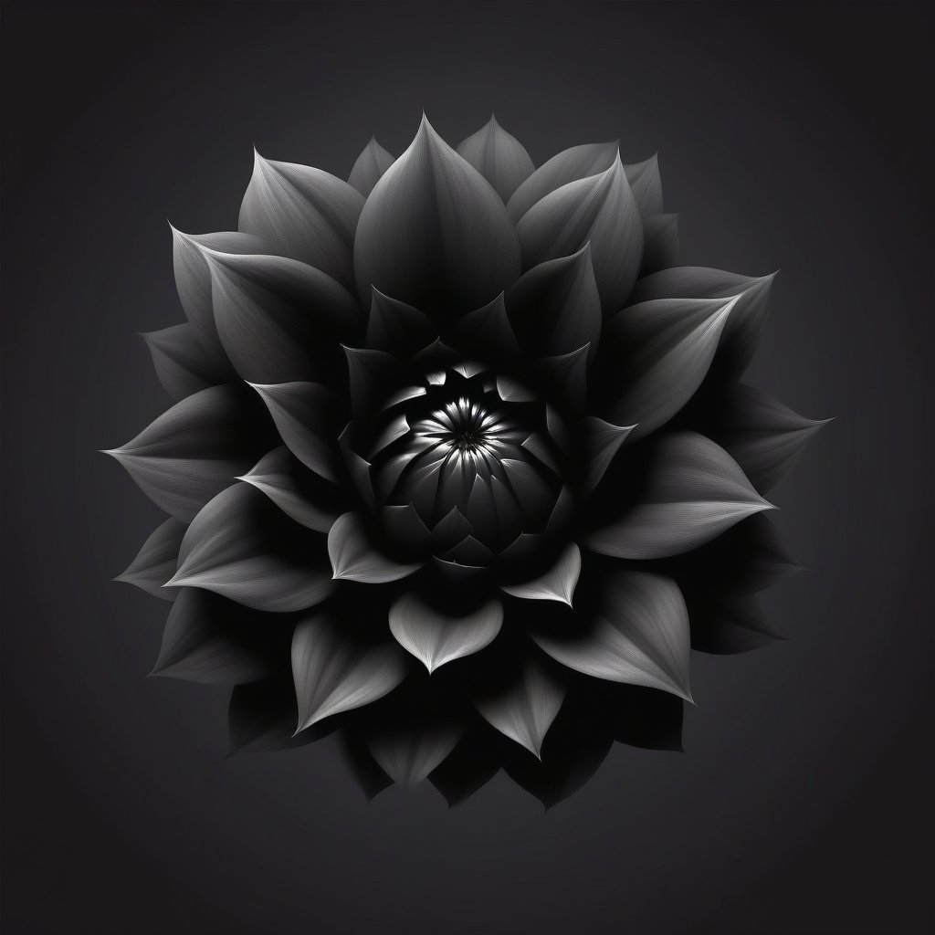 black dahlia flower, vector, sophisticated style, dark art style, black theme