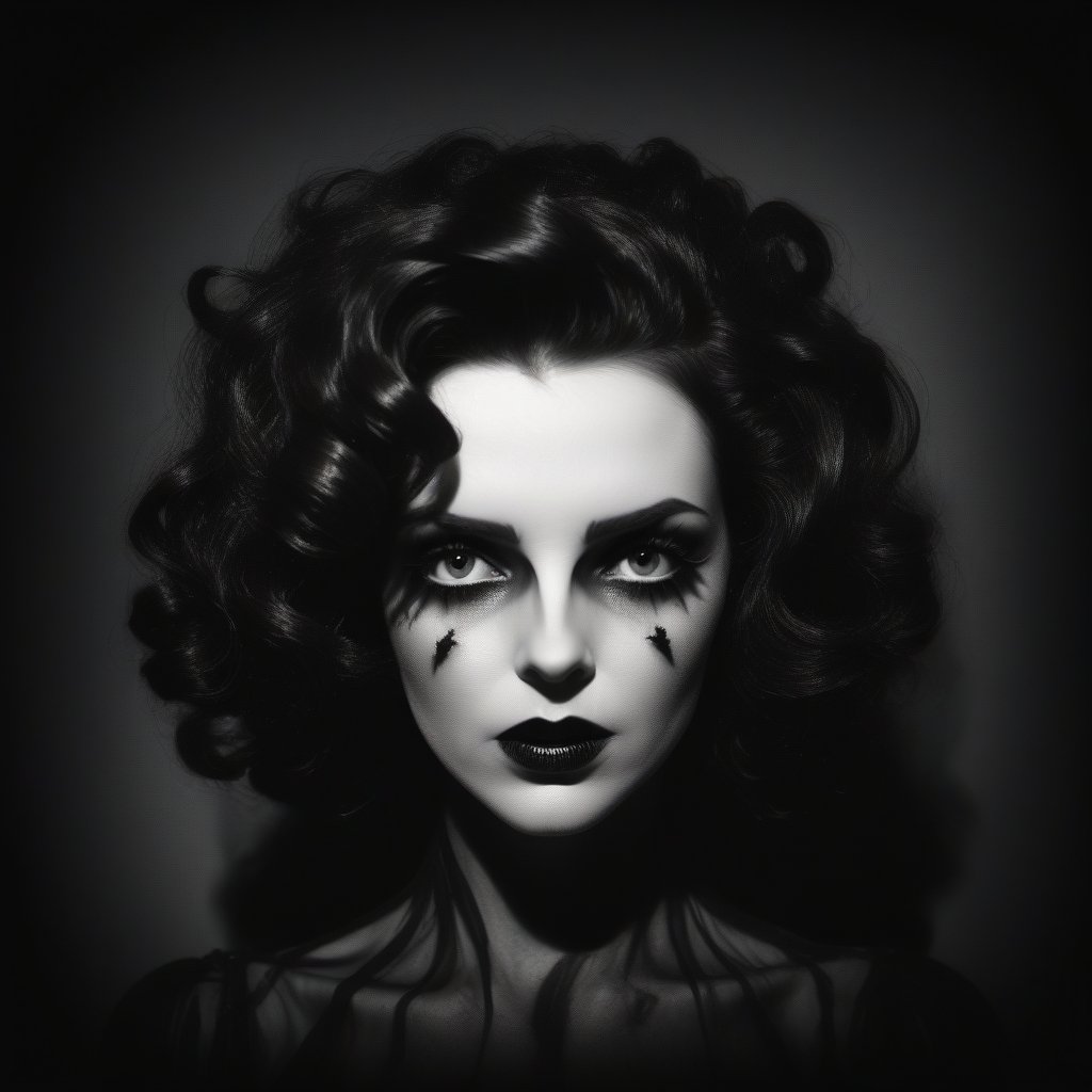 black dahlia, eerie image, dark art style, black theme