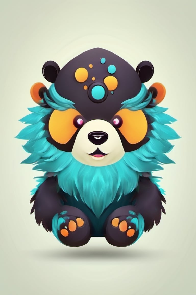 Craft a cute,chubby,monster like a Panda ,mascot that serves as a beacon of inspiration and guidance for digital artists and enthusiasts alike. This character should be a friendly mentor,young,and great, offering tips and tricks in the world of digital art. Visualize the mascot as a wise sage with a magical tablet, connecting the past, present, and future of art. Ensure that this character radiates a sense of community and growth, motivating users to explore their artistic potential within the digital landscape.,Little guy ,Monster,mascot logo,logo design,logo
