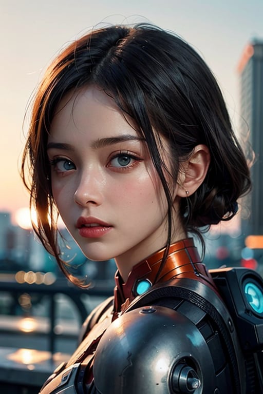 (masterpiece), (extremely intricate:1.3), (realistic), portrait of a colombian young  woman , the most beautiful in the world, futuristic armor similar to IRON MAN and PACIFIC RIM, (Sneaky, stylish and modern armor), hyper tech armor for women, upper body, outdoors, intense sunlight, city ​​of the future, cyber punk year 2090, professional photograph of a stunning woman detailed, sharp focus, dramatic, award winning, cinematic lighting, , volumetrics dtx, (film grain, blurry background, neon light city, blurry foreground, bokeh, depth of field, sunset, motion blur:1.3), chainmail,exposure blend, medium shot, bokeh, (hdr:1.4), high contrast, (cinematic, teal and orange:1.4), (muted colors, dim colors, soothing tones:1.3), low saturation,JP_MODELS, , 
