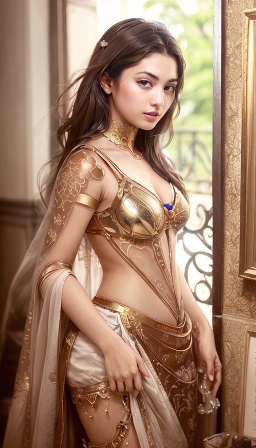 8k portrait of beautiful cyborg with brown hair, intricate, elegant, highly detailed, majestic, digital photography, art by artgerm and ruan jia and greg rutkowski surreal painting gold butterfly filigree, broken glass, (masterpiece, sidelighting, finely detailed beautiful eyes: 1.2), hdr,Indian