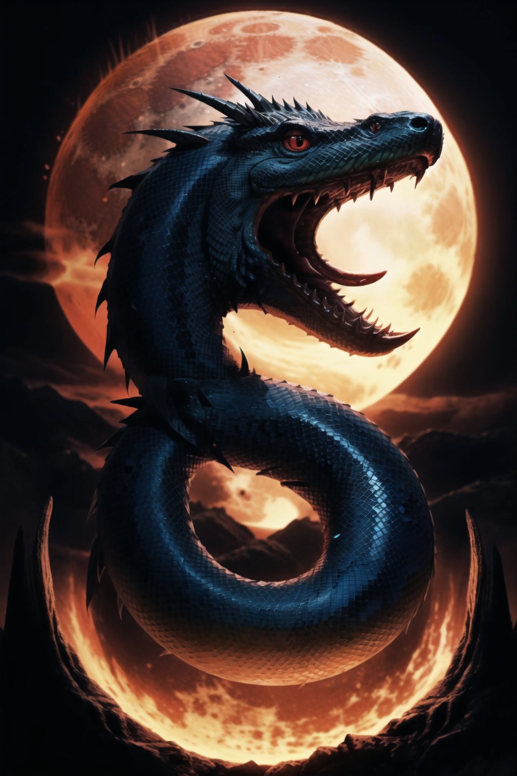 midgard serpent, big circle, monster, blood moon in background 


maximum image texture, best quality UHD 16k, Anime 1.5, best quality, masterpiece, Ultra detailed, very high definition, extremely delicate and beautiful, more contrast, high contrast,