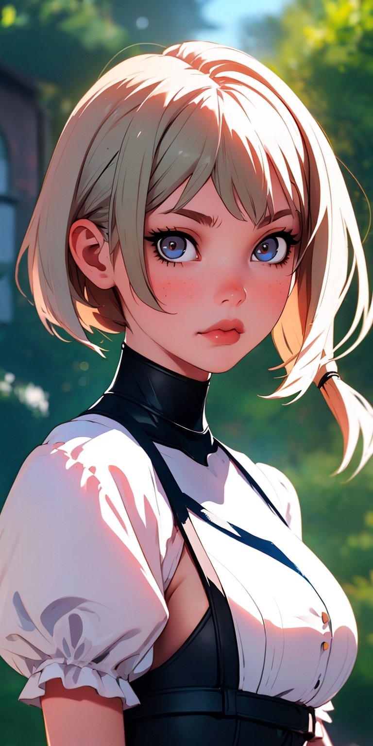 (best quality, masterpiece), 1girl, looking at viewer, blurry background, upper body, contemporary, dress,perfecteyes,milfication,yorha no. 2 type b