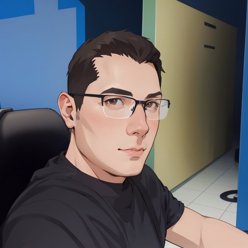 caricature of a man sitting at a desk with a computer, with brown eyes, with brown eyes, NFT Portrait, Avatar Image, Portrait of Jerma985, Twitch Streamer / Gamer Ludwig, Varguyart Style, Jerma 9 8 5, jerma985, 3 D render of Jerma 9 8 5, 2D Portrait, msxotto, High Quality Portrait, Brown Eyes