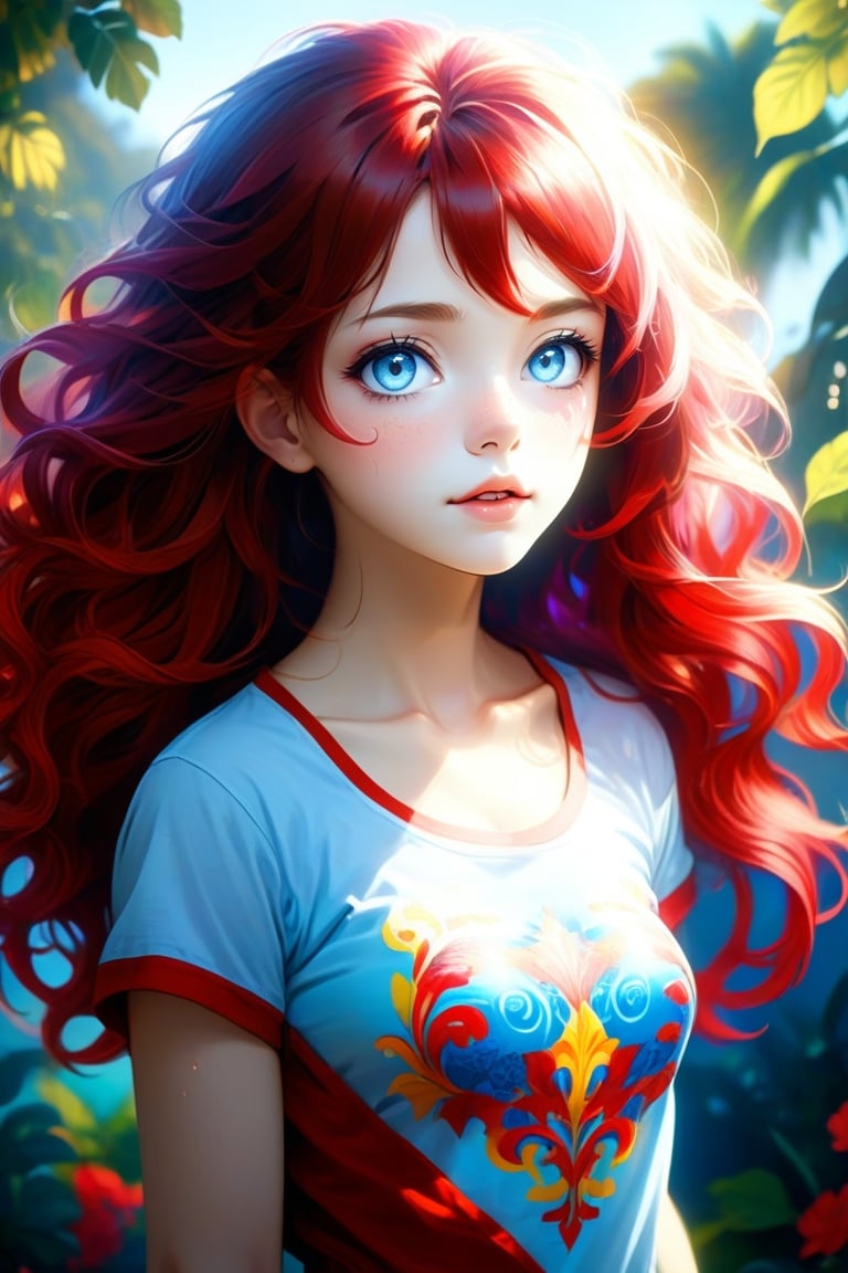 
(masterpiece:1.5, best quality:1.5, absurd), ultra-detailed, perfect anatomy, detailed face, perfect fingers
cute beautiful girl, full body, very long hair, various hairstyles, detailed hair, vibrant hazel eyes, bright crimson lips, blushing, freckles, perky breasts, loose t-shirt, looking at viewer, close-up, soft lighting, more_details:-1 , more_details:0 , more_details:0.5, more_details:1, more_details:1.5, colorful pattern, vibrant color, multicolored hair, catalina