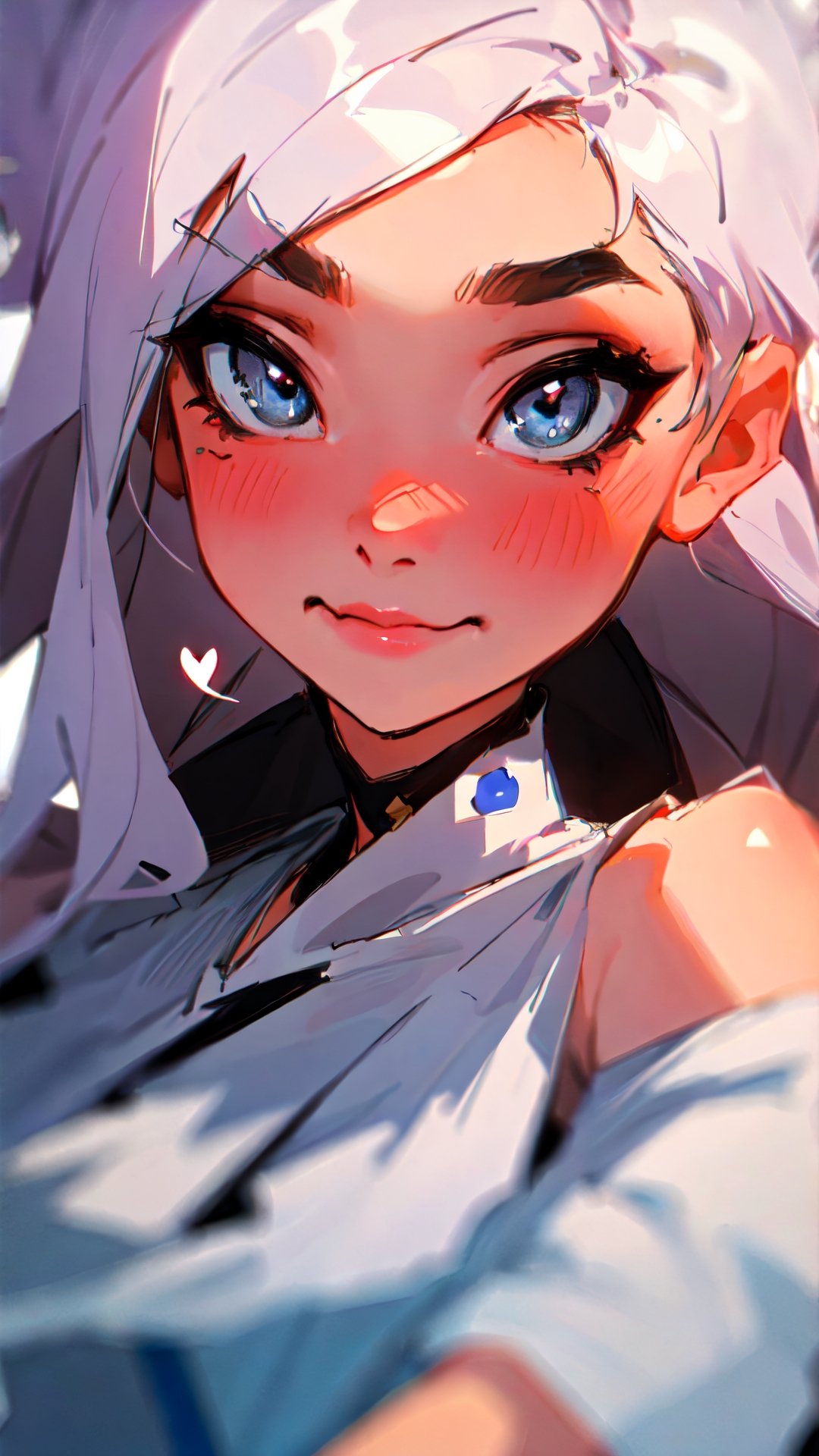 1girl,shitty t-shirt naval base,eyebrows,heart eyes,beautiful girl, blush,cute face, 