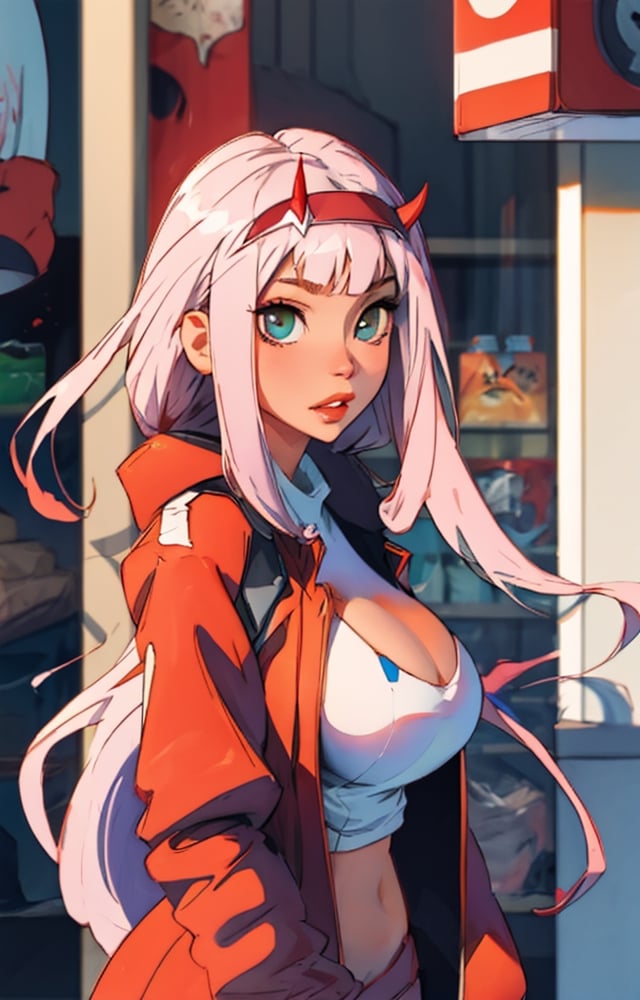 zero two, big_boobs,sweater,