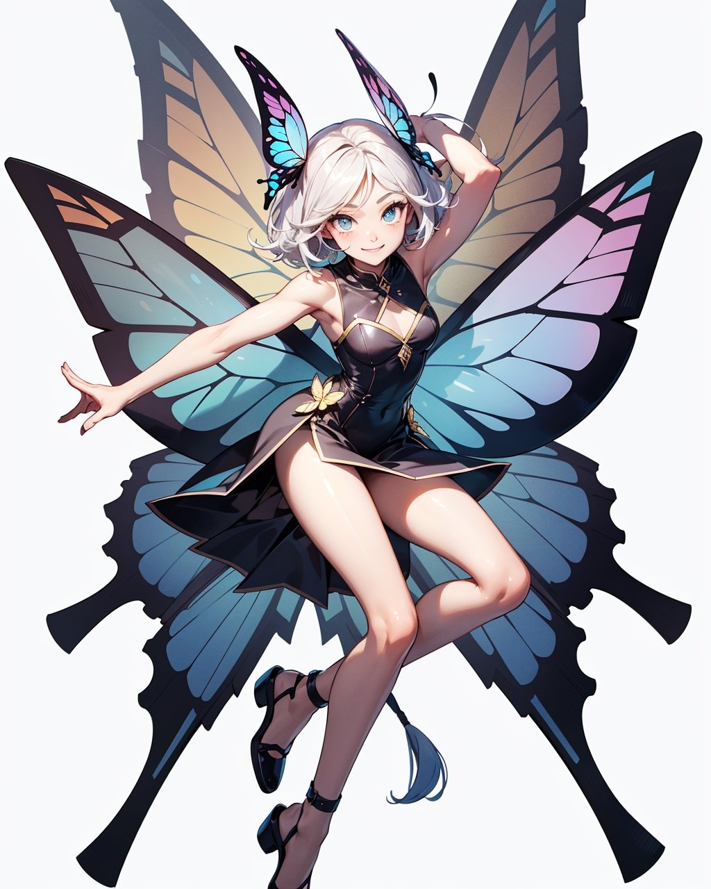 butterfly, eyes, arms, legs, smile, illustration, vector, cute, front view