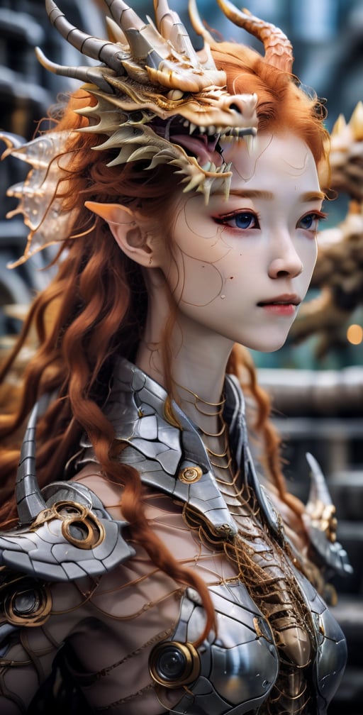 candid close-up photo of an ethereal neural network organism, divine (cyborg dragon girl, ginger), glass skeleton, skinless:3, anatomical face, biomechanical details, (empty background), natural lighting, (sharp focus, hyper-detailed, highly intricate), Extremely high-resolution details, photographic, realism pushed to extreme, fine texture, incredibly lifelike,35mm photograph, film, bokeh, professional, 4k, highly detailed