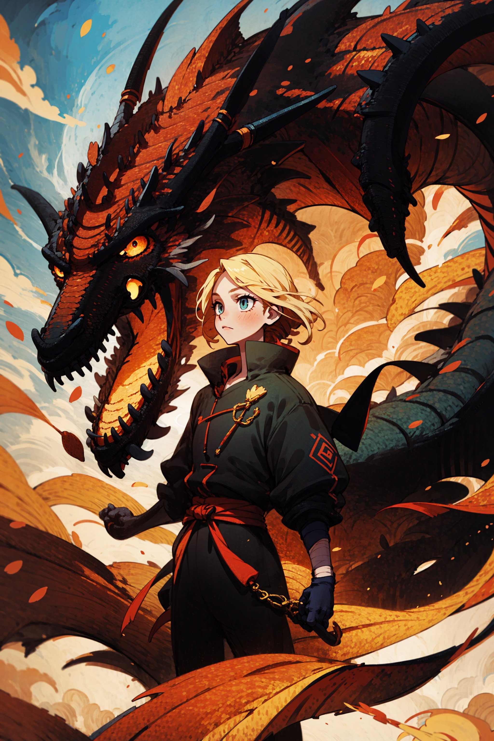 anime illustration style,1dragon