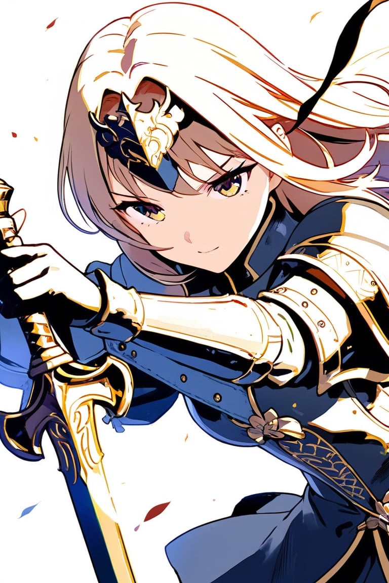 UHD, retina, masterpiece, ccurate, high quality, 14k,absurdres, highres, ultra detailed, anime illustration,,Female warrior holding a sword in beautiful medieval armor