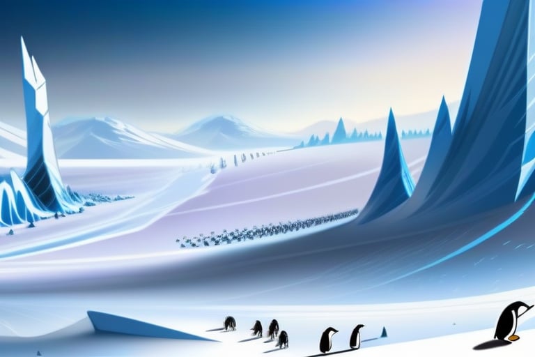 A frozen planet with ice sheets that stretch as far as the eye can see, home to a hardy race of alien penguins.