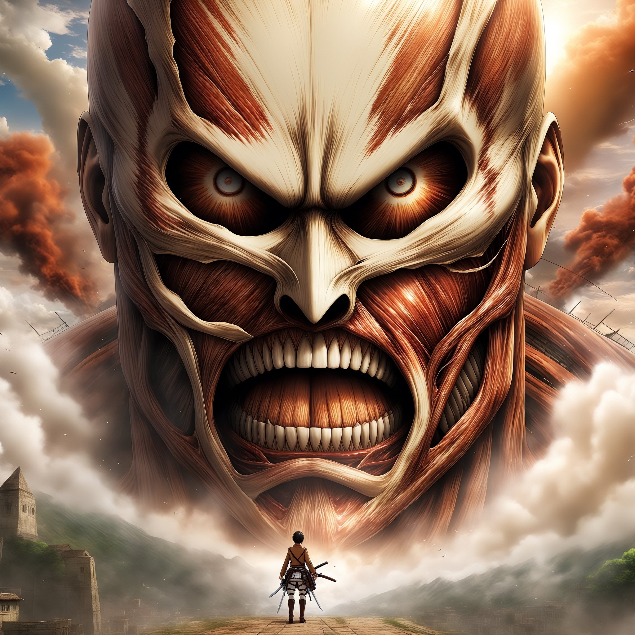 masterpiece, best quality, ultra detailed, wallpaper, 8k, uhd, attack on titan