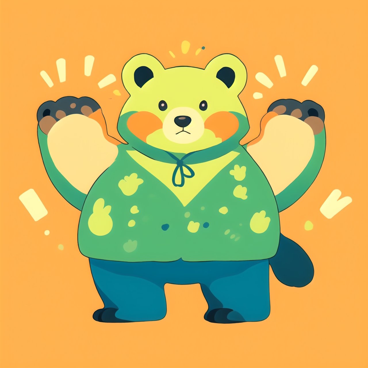 coloredic0n icon, a bear, light_orange_background, in a forest ,cartoon