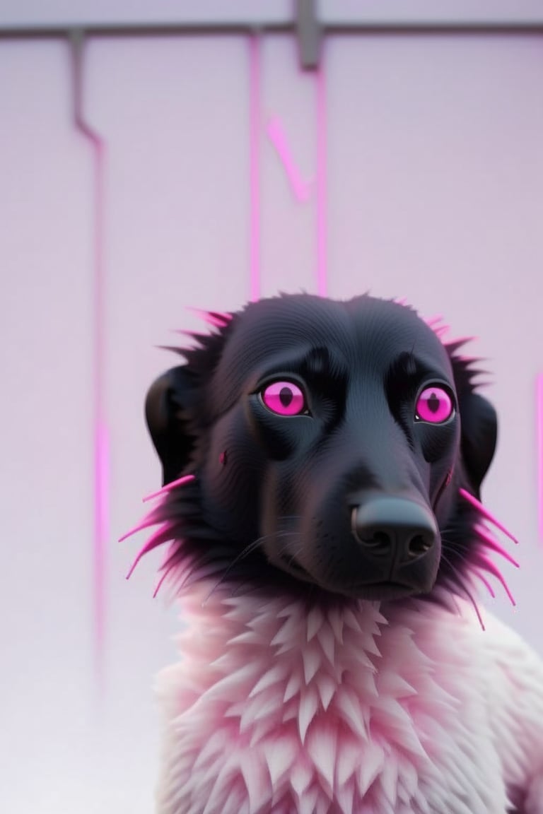 Creating a neon pink dog with mountainous backdrop in zootopia synthwave style