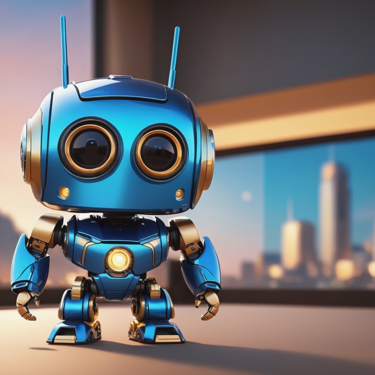 (masterpiece:1.2, highest quality), (realistic, photo_realistic:1.9)
1chibi_robot, Cute chibi robot, Designer look with a brush in his hand, white with blue, (detailed background), (gradients), colorful, detailed landscape, visual key, shiny skin. Modern place, Action camera. Portrait film. Standard lens. Golden hour lighting.
sharp focus, 8k, UHD, high quality, frowning, intricate detailed, highly detailed, hyper-realistic,interior