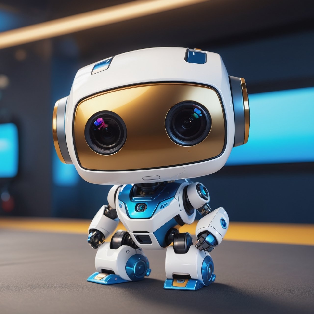 (masterpiece:1.2, highest quality), (realistic, photo_realistic:1.9)
1chibi_robot, Cute chibi robot, happy face, (Designer look holding a paintbrush in one hand), white with blue, (detailed background), (gradients), colorful, detailed landscape, visual key, shiny skin. Modern place, Action camera. Portrait film. Standard lens. Golden hour lighting.
sharp focus, 8k, UHD, high quality, frowning, intricate detailed, highly detailed, hyper-realistic,interior,robot white with blue,chibi emote style,Monster, wall-e