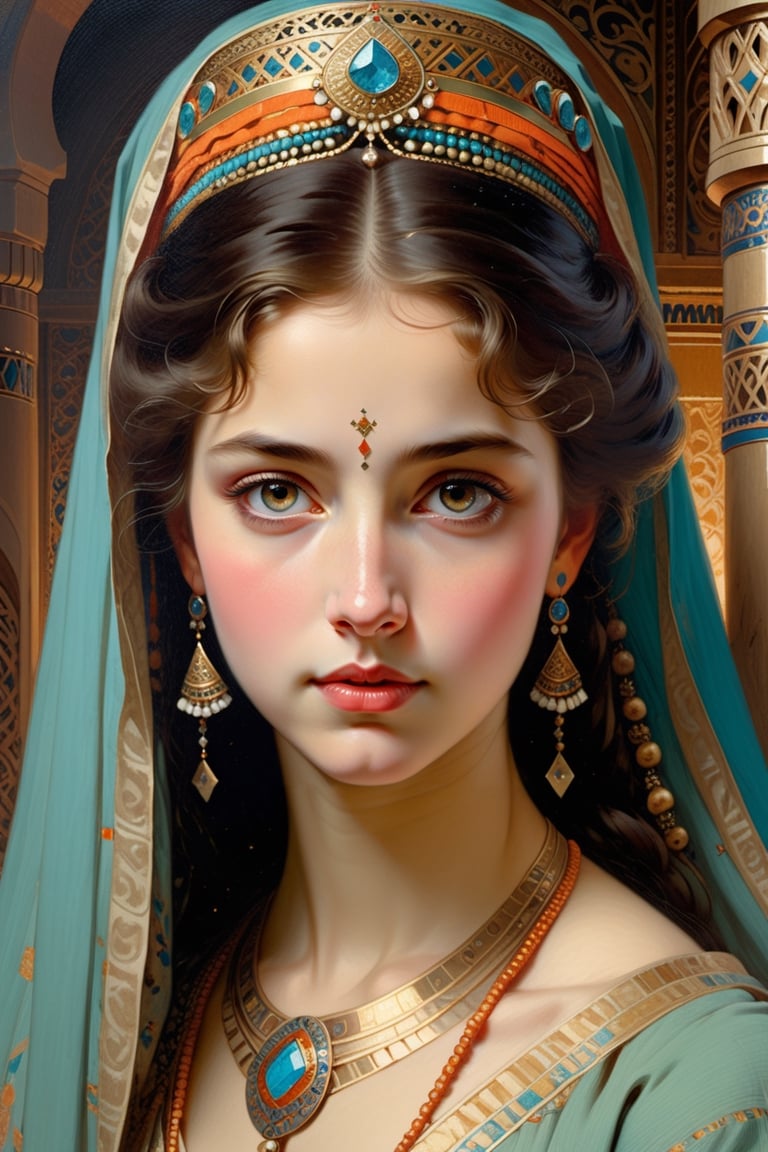 orientalism face detail of a cute royal woman by edwin longsden long and theodore ralli and nasreddine dinet and adam styka, masterful intricate art. oil on canvas, excellent lighting, high detail 8 k [woman:gothic:0.0,0.35],  
bsstyle,