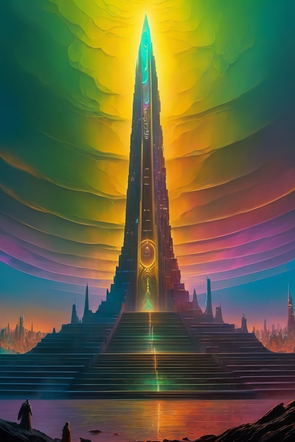 warhammer 4 0 k rainbow golden dark eldritch monument with strange cyberpunk glowing symbol rising from a futuristic city into the sky by beksinski, high detail hyperrealistic , masterpiece, best quality,
1girl,