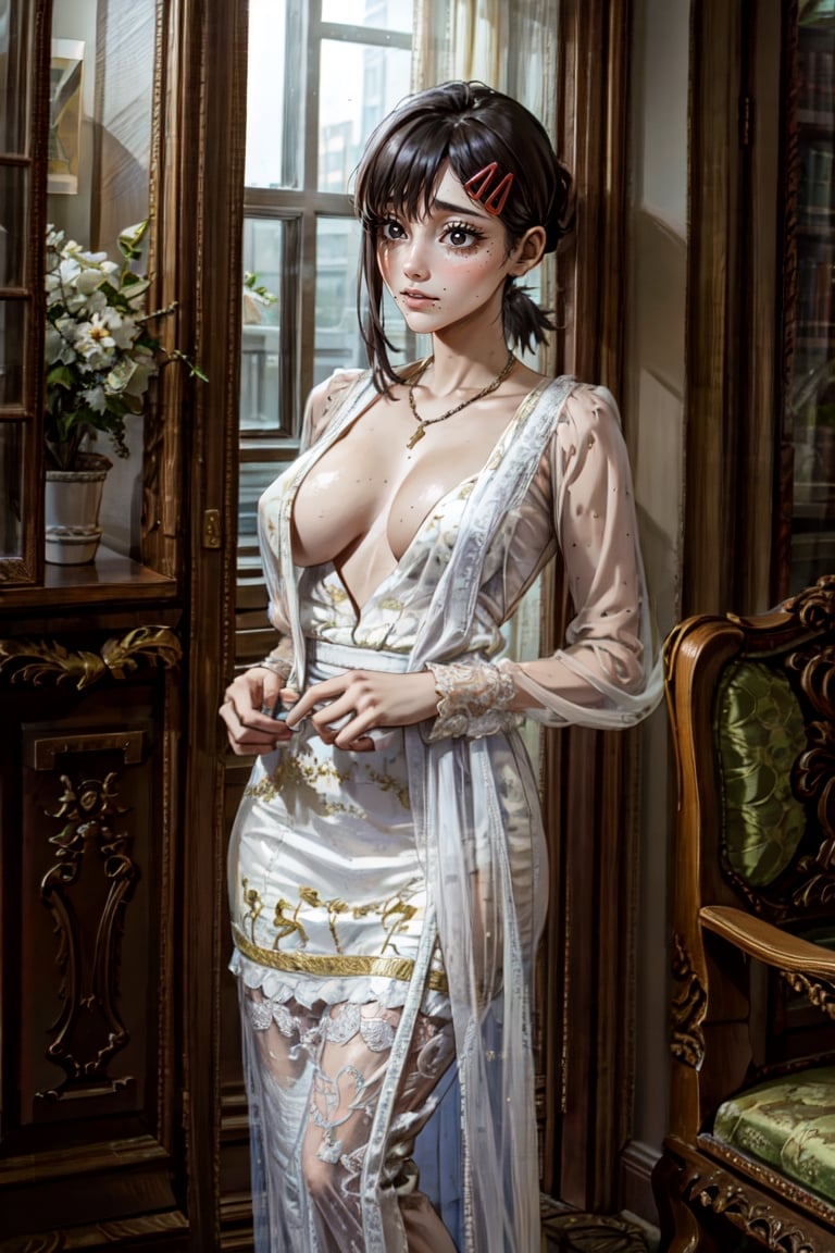 kobeni con un hermoso vestido blanco de novia, kobenidef, posando de frente