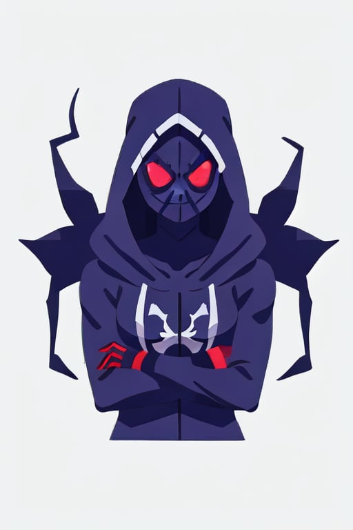 black Spiderman suit hoodie, 1girl in black long hair, red  eyes, no mask, serious face, no mask,  venom style