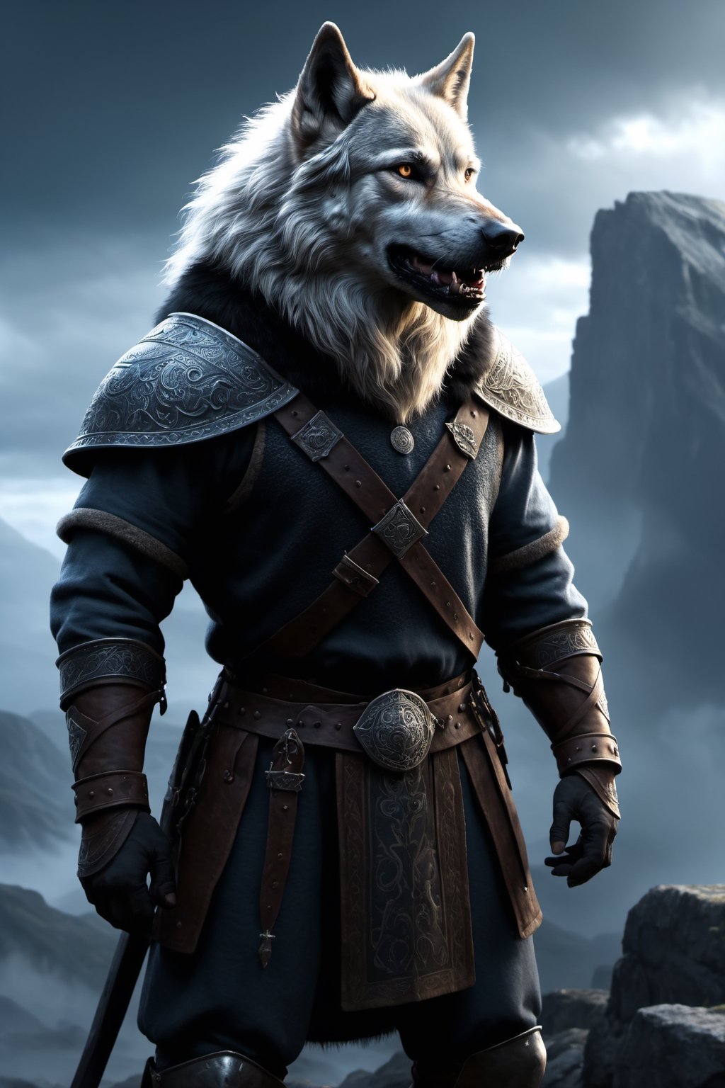 High resolution, extremely detailed, atmospheric scene, masterpiece, best quality, high resolution, 64k, high quality, UHD, Full body

/GC\

midgard, medieval, fenris, giant_wolf,

