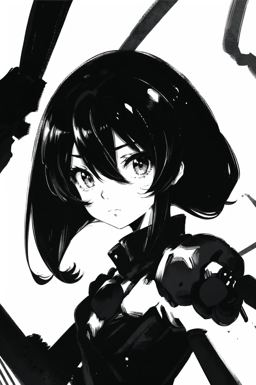 monochome, anime, girl