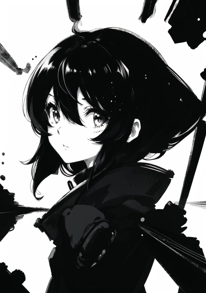 monochome, anime, girl