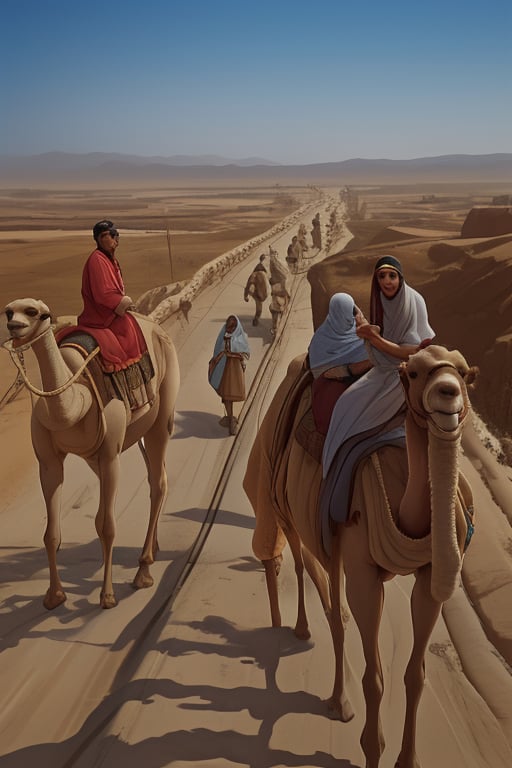 Pilgrims on the road to Karbala 1400 years ago on camels