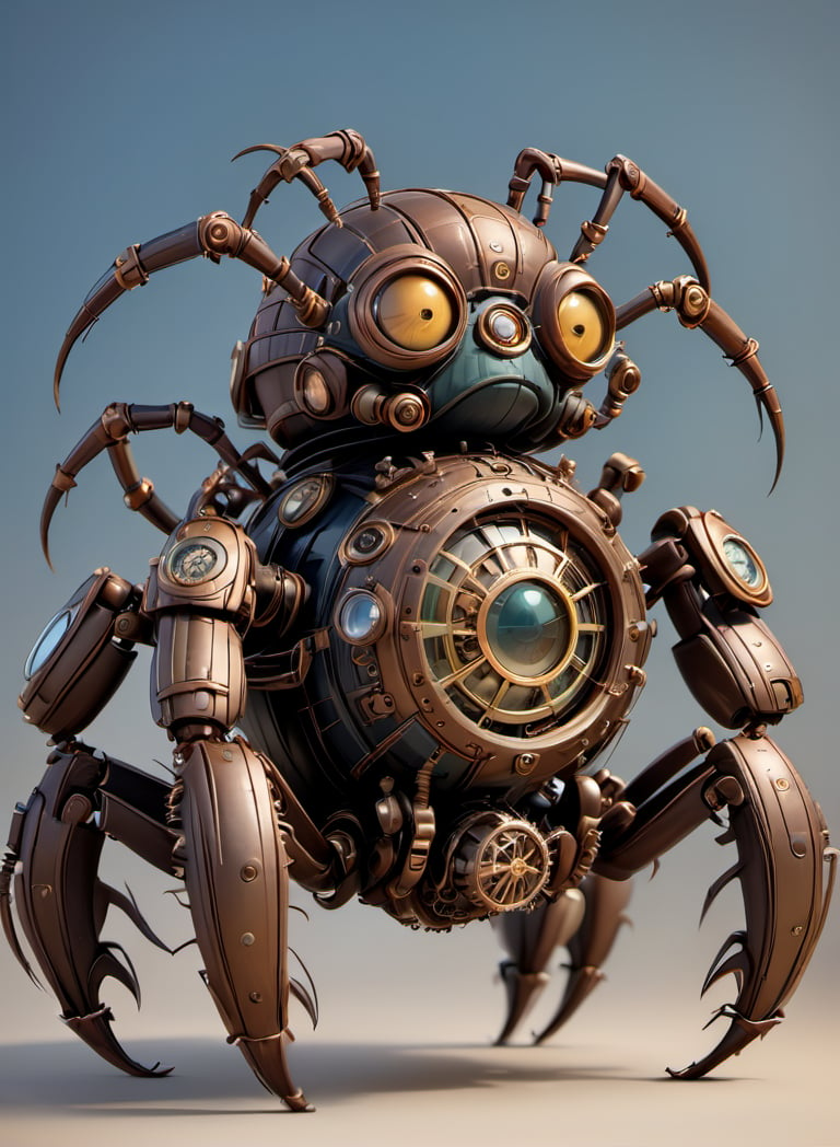 3d toon style, 3d render style,steampunk style, spider,cyborg style,steampunk