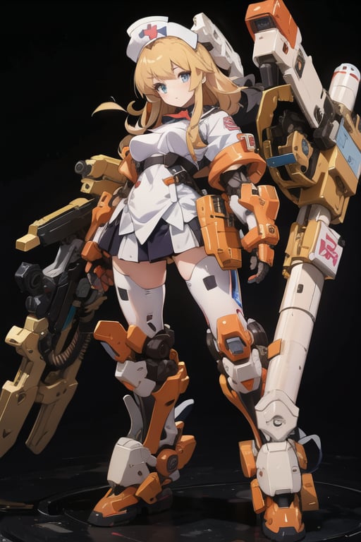 anime, nurse, 2_girls, blonde, long hair, short skirt, detail face, beautiful eyes, detailed eyes, masterpieces, high_resolution,neon palette,mecha musume, white skin, white clothes, real shadow, perfect face, cyberpunk hands, rockman hands, best quality, hyper detail, official art,extremely detailed CG unity 8k wallpaper, ph_katou