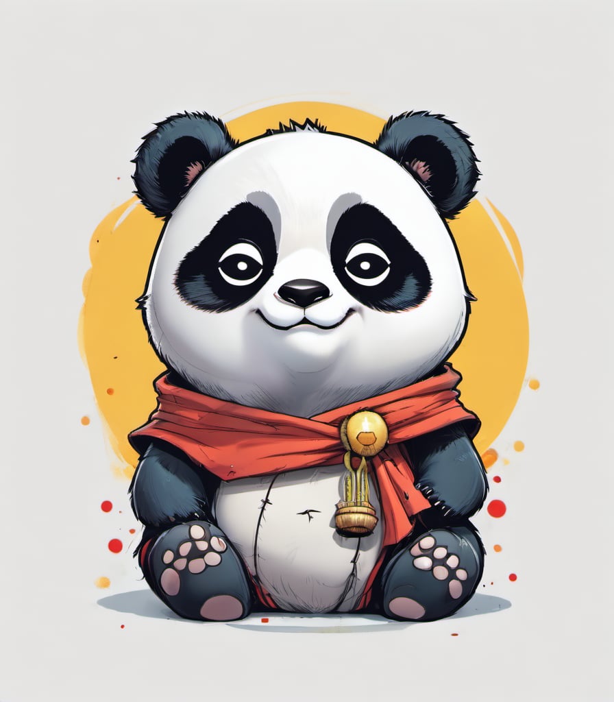 Leonardo Style, illustration, kungfu panda, panda, morning panda, nice, happy, looking up, climbing a rope, white  background, simple background, colored sunglasses, colorful , color splash , pop color, ultra hd,oni style