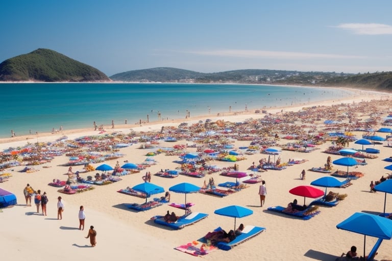 crowded touristic beach
