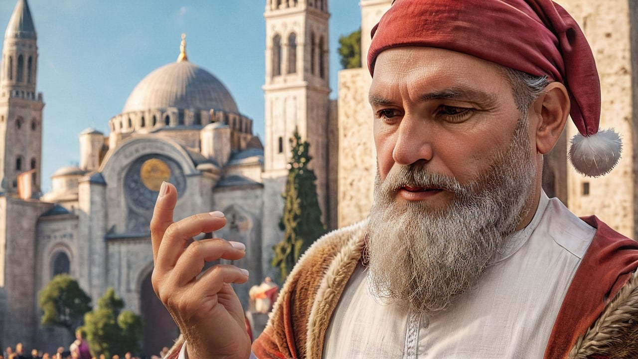 perfect hands with five fingers, (masterpiece: 1.2),(best quality, ultra detailed, photorealistic: 1.37) high quality, high definition, super detailed, unreal engine, Ultra realistic illustration, cinematic lighting, hyper-realistic photography captured with a CANON 5D MARK IV, HDR, silk, volume, Santa Claus in front of the Hagia Sophia Church of Istanbul, masculine figure, highly detailed, digital painting, artstation, concept art, smooth, sharp focus, illustration, cinematic lighting, art by artgerm and greg rutkowski and alphonse mucha
