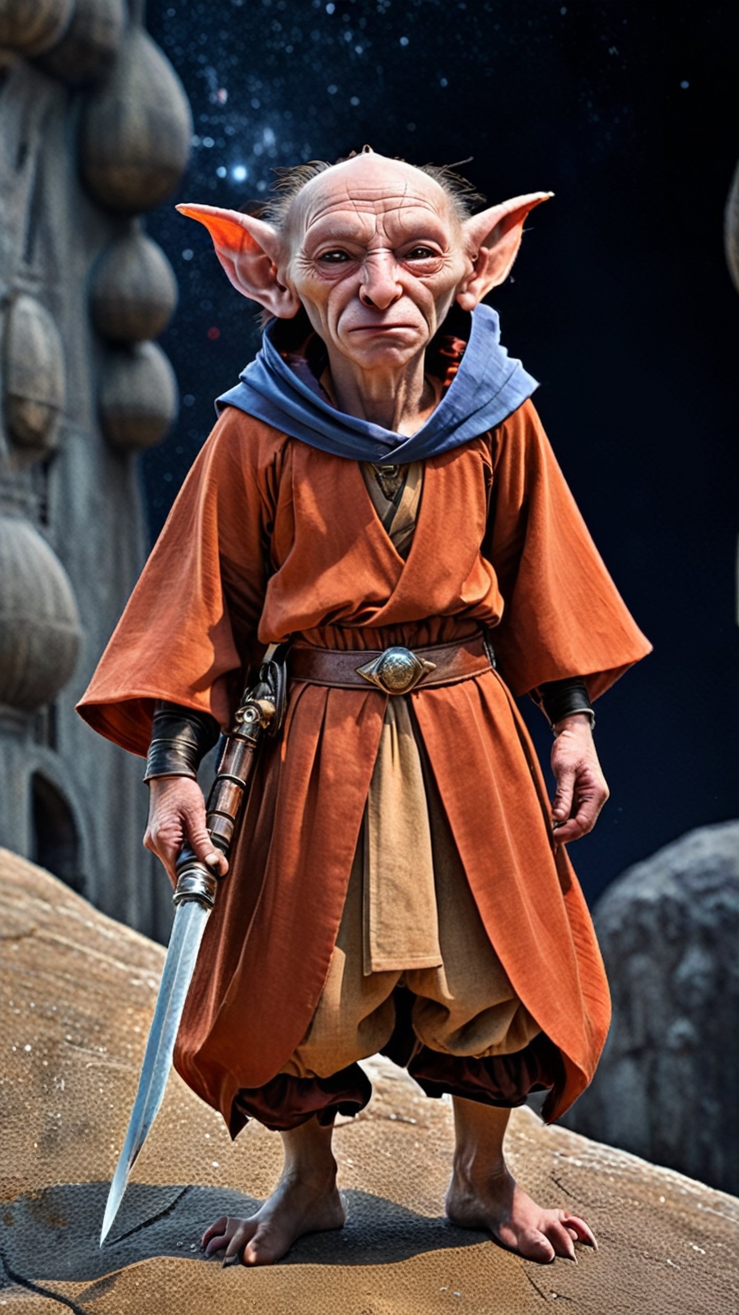 (masterpiece Goblin jedi in the space: 1.9)), Din Djarin outfit: 1.2), (no head: 1.5)), (best quality, ultra detailed, digital art: 1.37), [[Star Wars Atmosphere: 1.9)), (Planet Naboo:1.5)]] masterpiece, high quality, cartoon,  high definition, super detailed, (Natural Light,, High contrast, defined blacks, silk, HDR, 