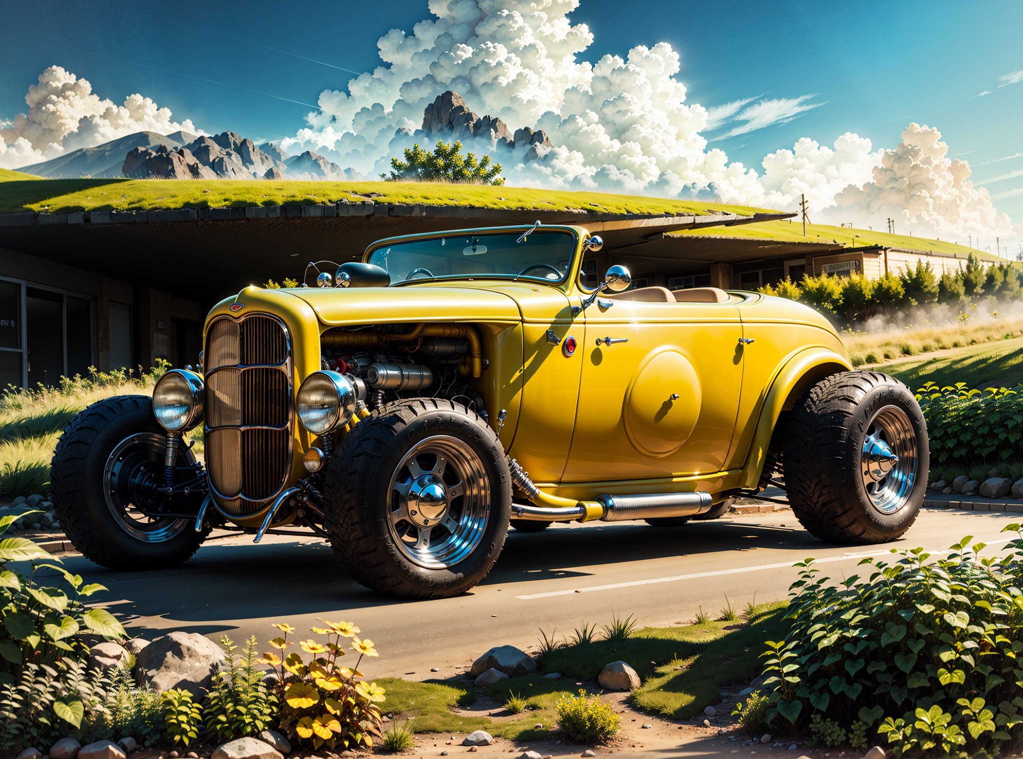 Beautiful yellow 1932 Ford 