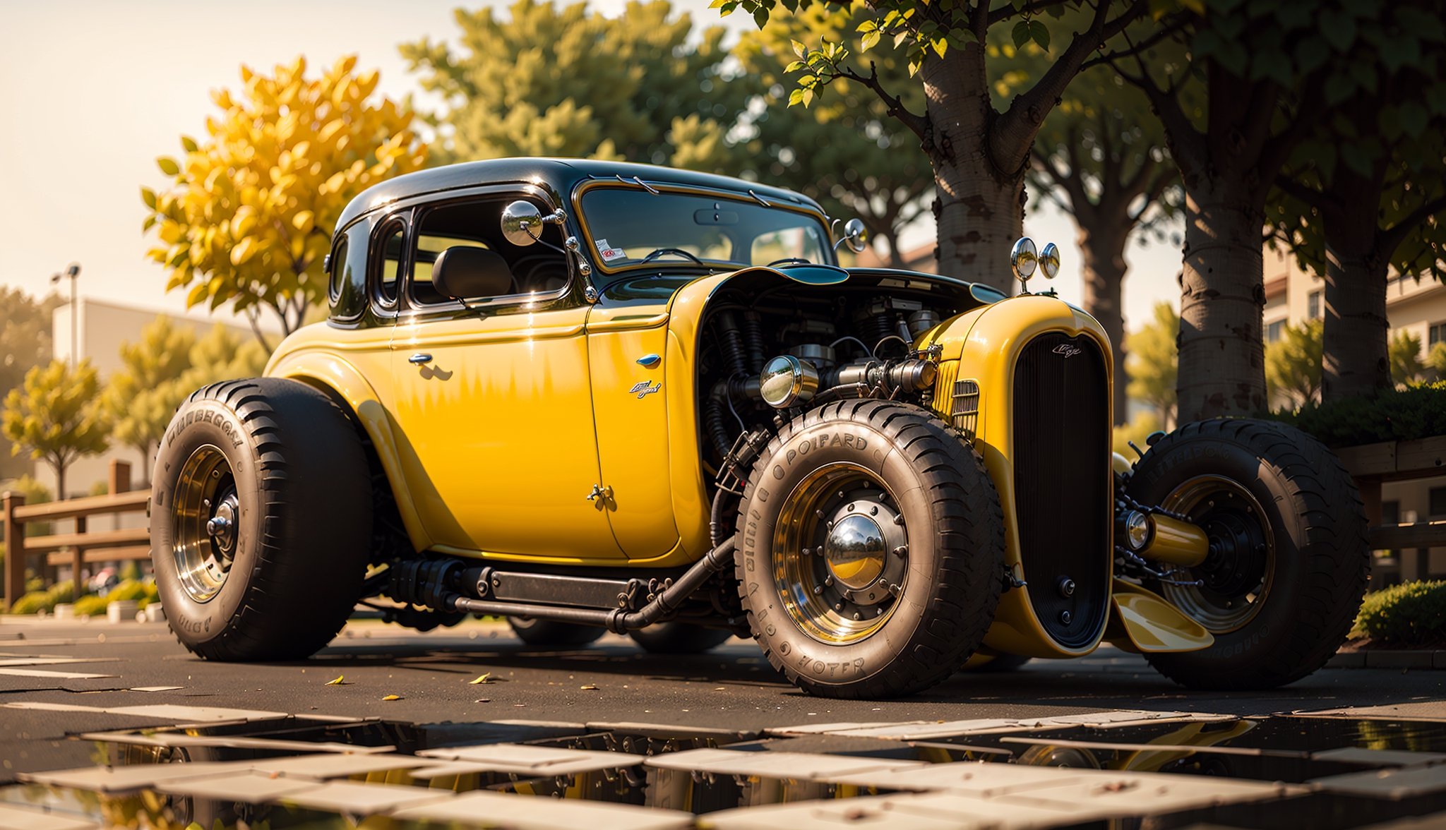 Beautiful yellow 1932 Ford 
