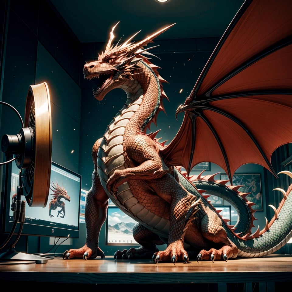 Please generate an image where a majestic red dragon is positioned behind an Nvidia RTX 3080 graphics card, which should be in the foreground, prominently displayed. In the background, there should be towering volcanic mountains, creating a dramatic setting. The lighting should be warm and soft, with golden tones mixed with red, evoking a sense of protection and fury. Ensure that the image conveys both the power of the dragon and the technological prowess of the graphics card.
1 MSI Graphic Card, internal graphic card, (MSI), (GeForce RTX 3080), ((rectangular graphic card, (three fans))), Red Dragon from MSI, MSI Graphic Card details, 1 Red dragon holds the video card, ((Dragon fury backgrond, desktop computer background)),
(graphic car focus, full graphics card, realistic lighting), ray tracing, Super realistic photographic cinematic image 8K ULTRA HD HDR, magical photography, super detailed, (ultra detailed), (best quality, super high quality image, masterpiece), dramatic lighting, 8k, UHD, intricate detail, (gradients), comprehensive cinematic, colorful, visual key, highly detailed, hyper-realistic, style,echmrdrgn,Dragon,Add more detail,1 girl,dragon, ,gameroomconcept