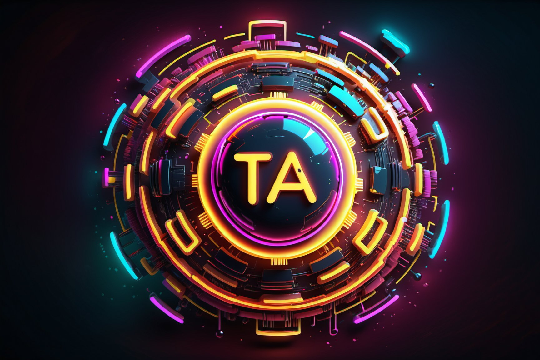 (((TA happy anniversary))), Neon technology background, chip, neon technology sphere, technology concepts, intelligence concepts HD wallpaper,DonMCyb3rSp4c3XL