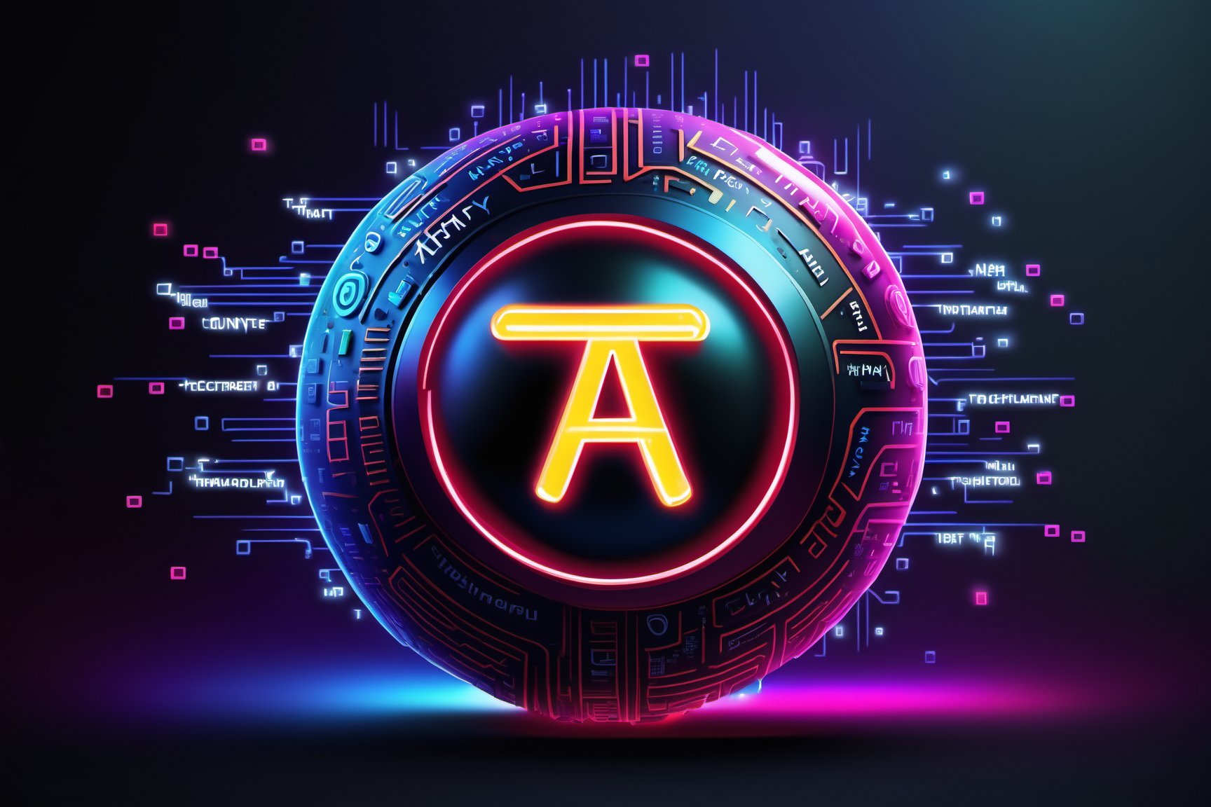 (((TA TEXT))), ((TA Happy 1st)), Neon technology background, chip, neon technology sphere, technology concepts, intelligence concepts HD wallpaper,DonMCyb3rSp4c3XL,logo