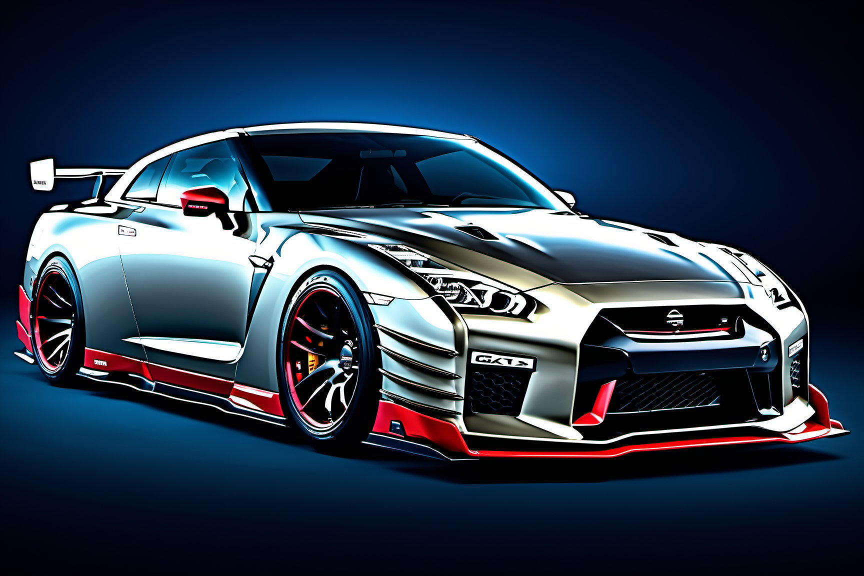 (((A photo realistic image of a Nissan GT-R Nismo))), ((wide shot)) , sharp, detailed car body , detailed tires, (masterpiece, best quality, ultra-detailed, 8K), race car, street racing-inspired, Drifting inspired, LED, ((Twin headlights)), (((Bright neon color racing stripes))), (Black racing wheels), Wheel spin showing motion, Show car in motion, Burnout,  wide body kit, modified car,  racing livery, masterpiece, best quality, realistic, ultra high res, (((depth of field))), (full dual color neon lights:1.2), (hard dual color lighting:1.4), (detailed background), (masterpiece:1.2), (ultra detailed), (best quality), intricate, comprehensive cinematic, magical photography, (gradients), glossy, Fast action style, Sideways drifting in to a turns, ,c_car,fire element
