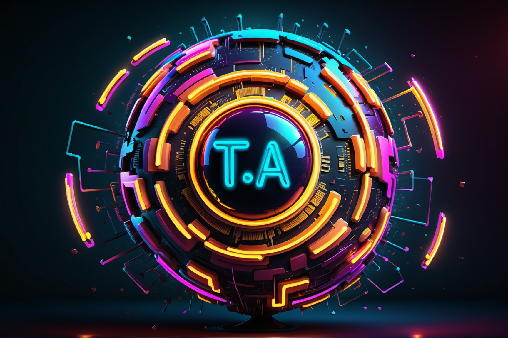 (((TA happy anniversary))), Neon technology background, chip, neon technology sphere, technology concepts, intelligence concepts HD wallpaper,DonMCyb3rSp4c3XL